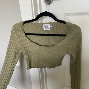 Army green princess polly long sleeve crop